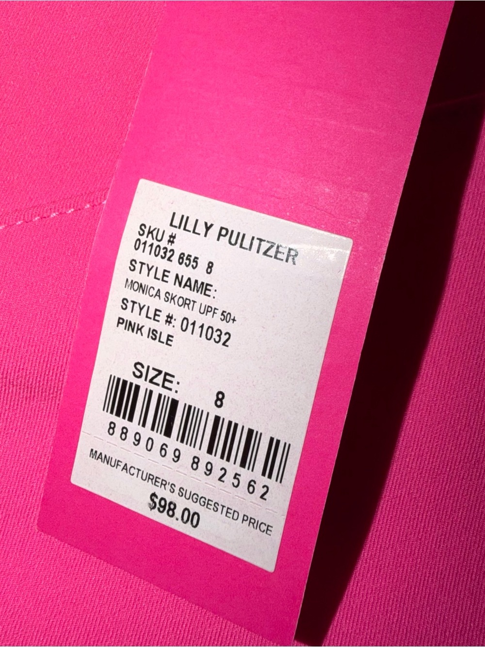NEW Lilly Pulitzer Monica Skort Pink Isle UPF 50+ Pockets Size 8 MSRP $98 NWT - Picture 6 of 11